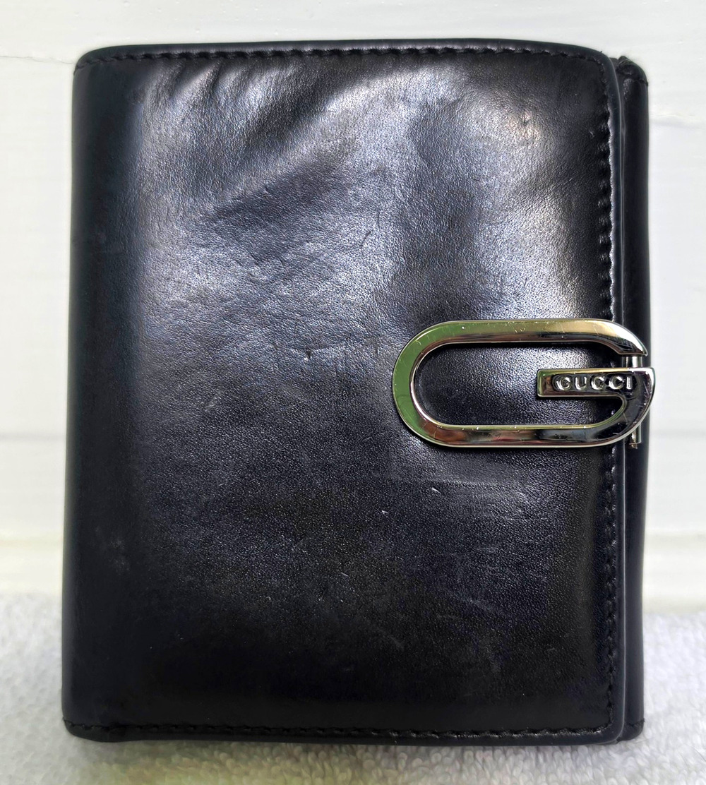 Gucci Men's Black G-Clasp Bifold Wallet w/Credit Card Slots Italy w/COA